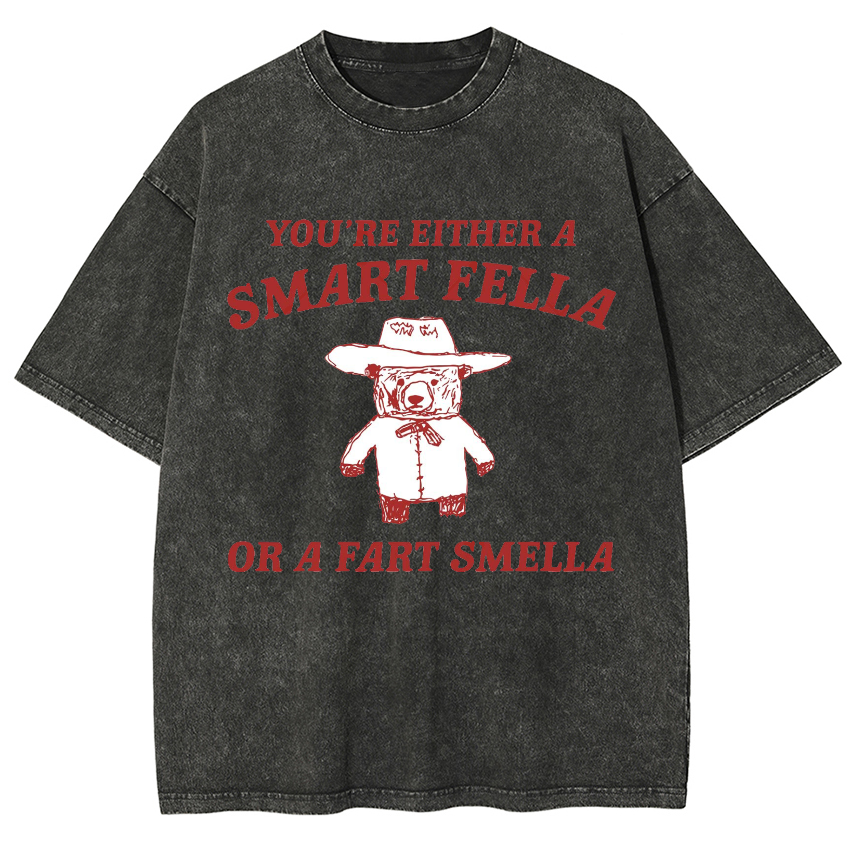 You're Either A Smart Fella Or A Fart Smella Vintage Snowflake Washed T-Shirt
