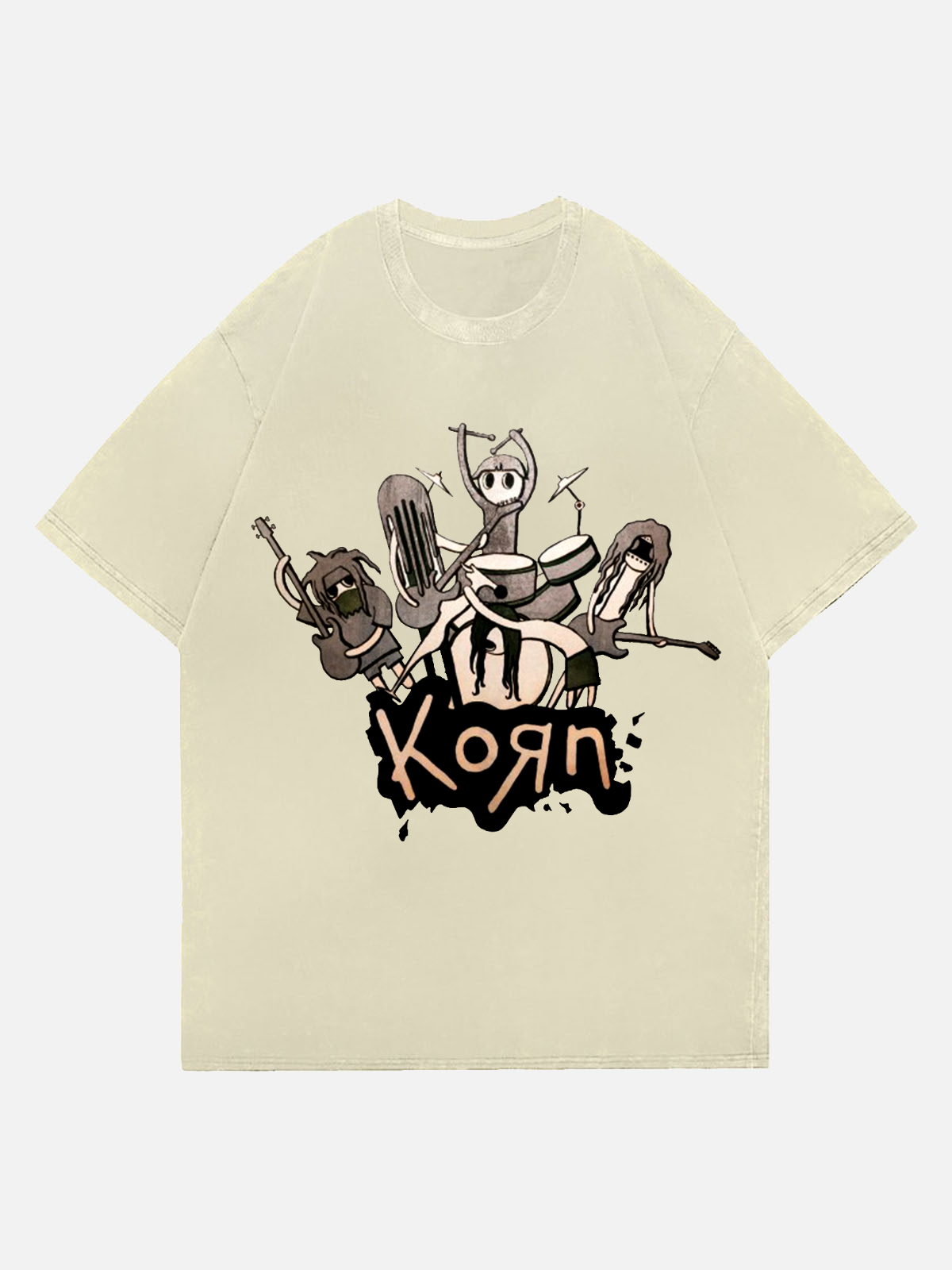 Korn Wash Denim T-Shirt