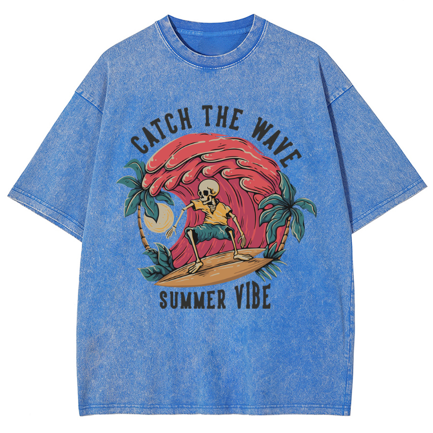 Catch The Wave Summer Vibe Vintage Snowflake Washed T-Shirt