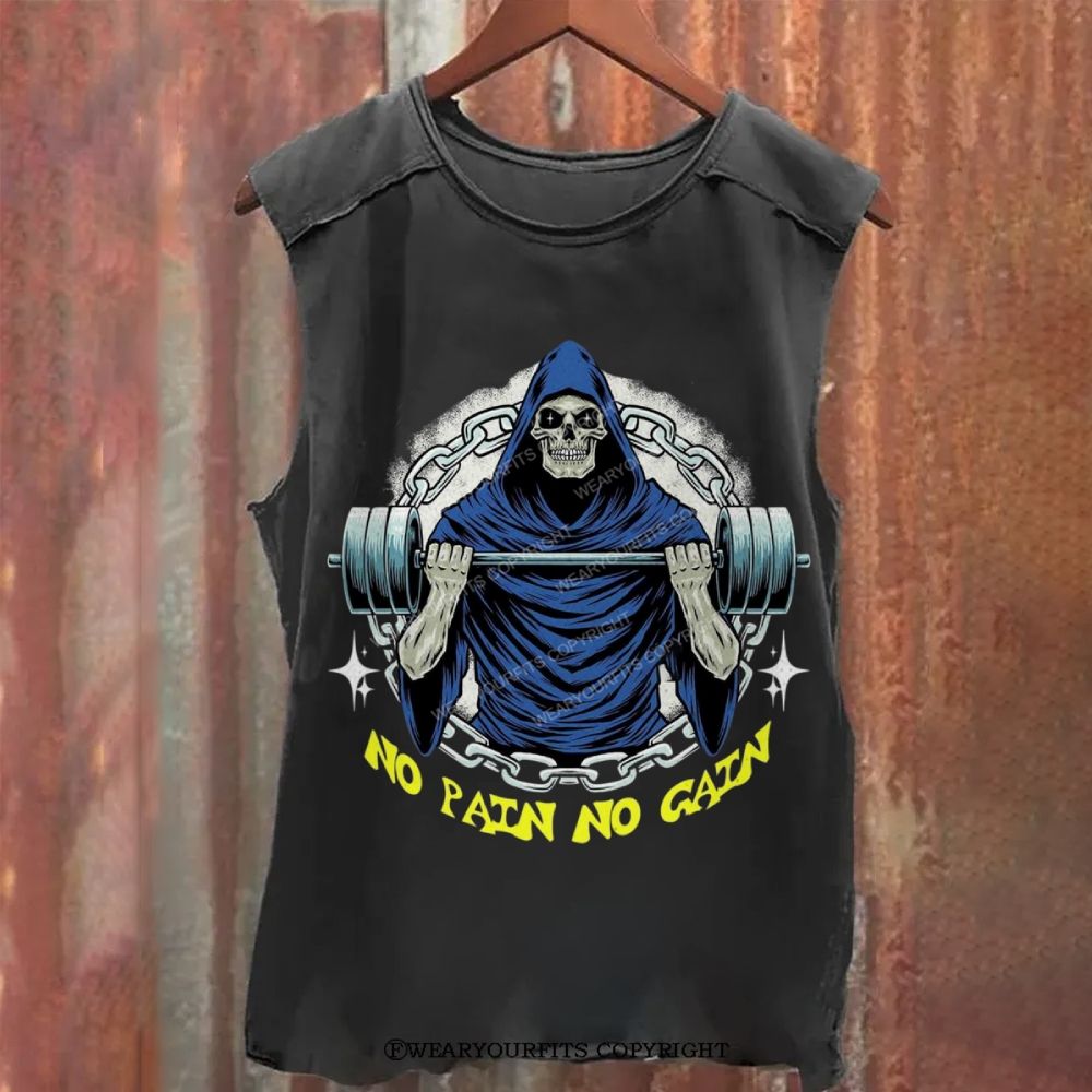 No Pain No Gain Unisex Washed Gym Tank Wearyourfits