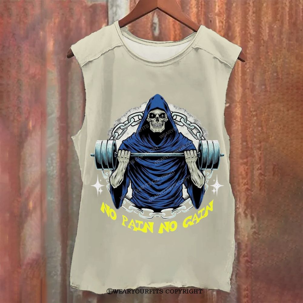 No Pain No Gain Unisex Washed Gym Tank Wearyourfits