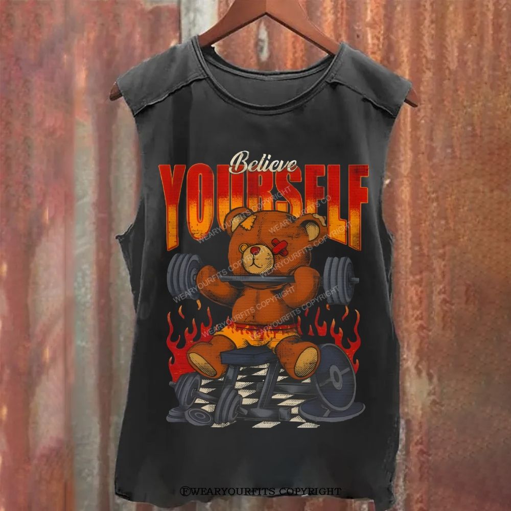 Believe Yourself Unisex Washed Gym Tank Wearyourfits