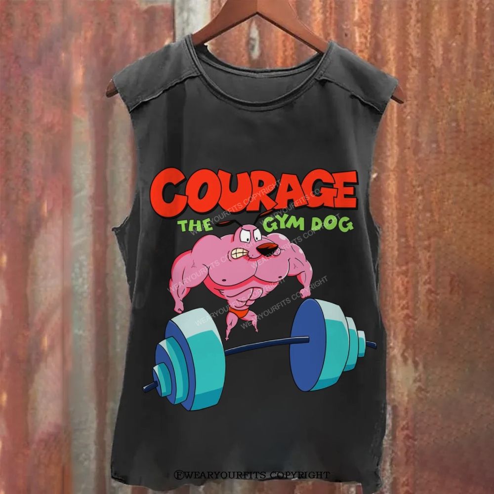 Courage The Gym Dog Unisex Washed Tank Wearyourfits