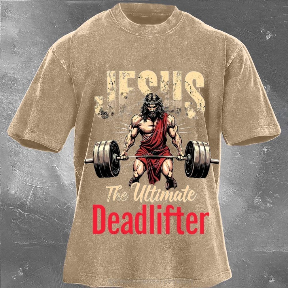 Jesus The Deadlifter Unisex Washed Tee Wearyourfits