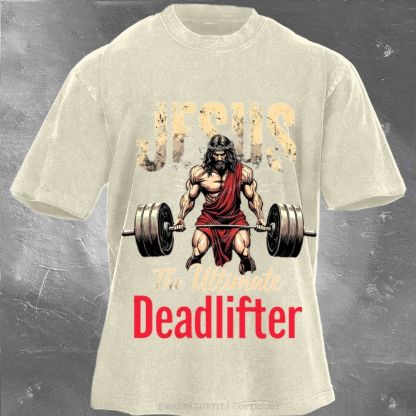 Jesus The Deadlifter Unisex Washed Tee Wearyourfits