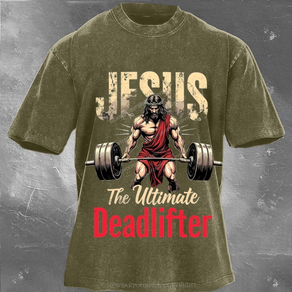 Jesus The Deadlifter Unisex Washed Tee Wearyourfits