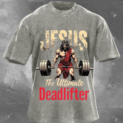 Jesus The Deadlifter Unisex Washed Tee Wearyourfits
