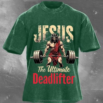 Jesus The Deadlifter Unisex Washed Tee Wearyourfits
