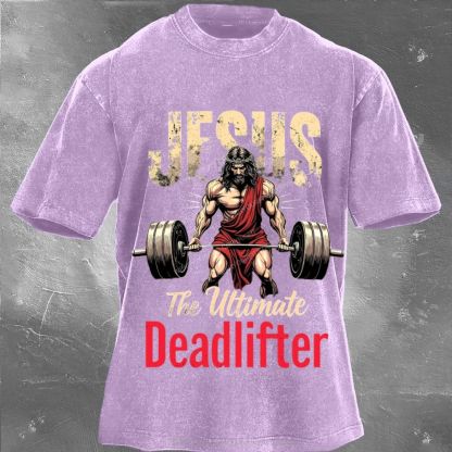 Jesus The Deadlifter Unisex Washed Tee Wearyourfits