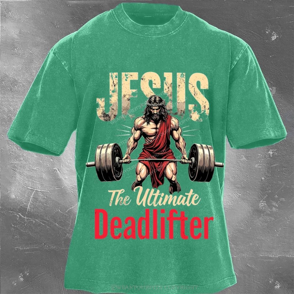 Jesus The Deadlifter Unisex Washed Tee Wearyourfits