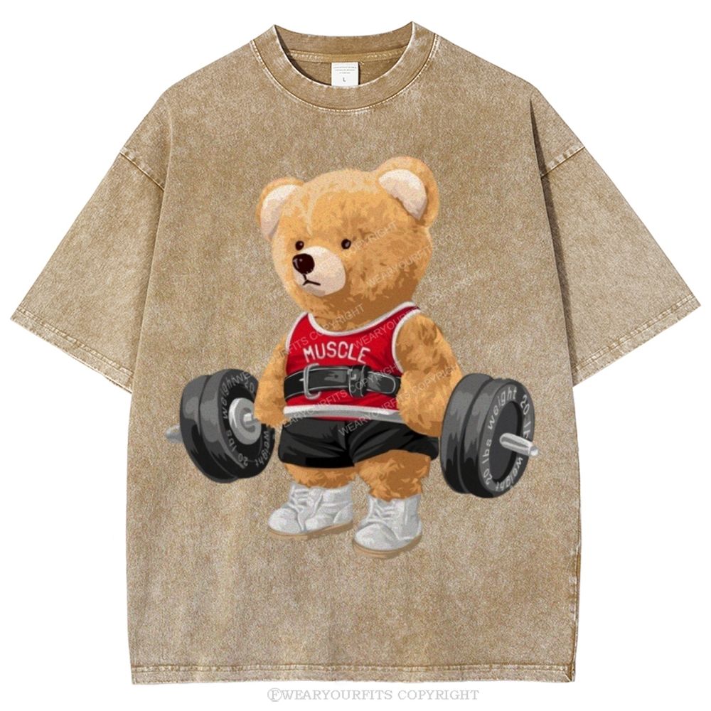 Fitness Bear Unisex Washed Tee Wearyourfits