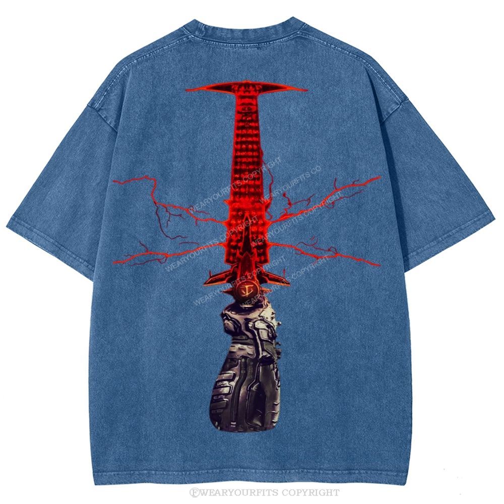 Doom Slayer’s Crucible Sword Unisex Washed Tee Wearyourfits