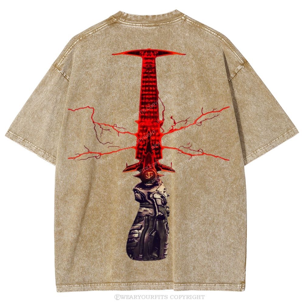 Doom Slayer’s Crucible Sword Unisex Washed Tee Wearyourfits