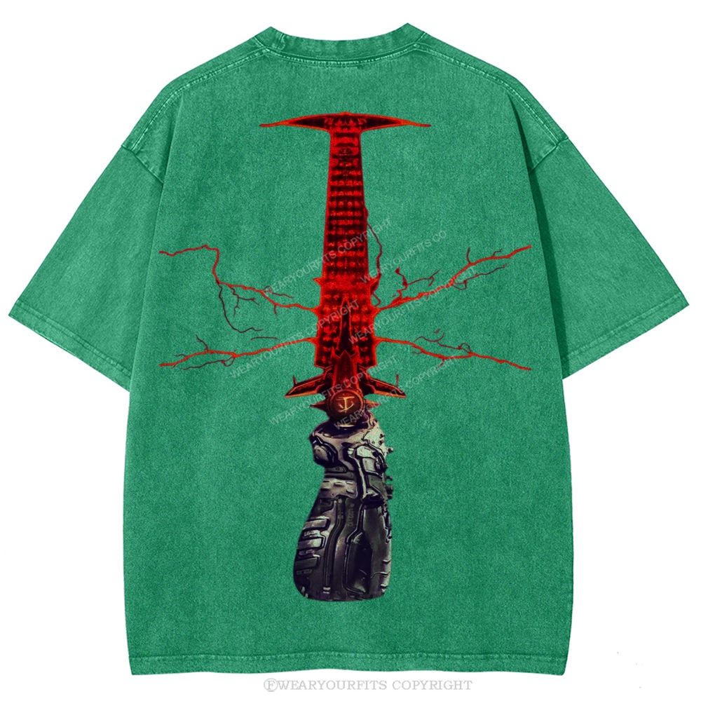 Doom Slayer’s Crucible Sword Unisex Washed Tee Wearyourfits