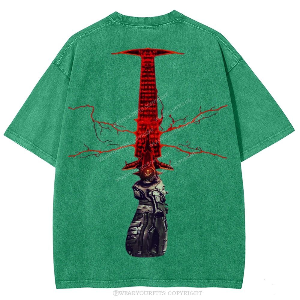 Doom Slayer’s Crucible Sword Unisex Washed Tee Wearyourfits