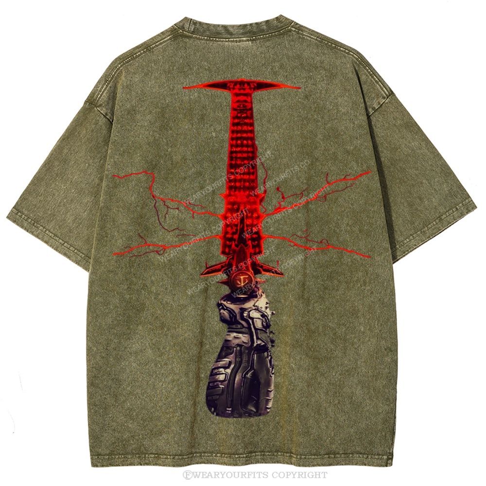 Doom Slayer’s Crucible Sword Unisex Washed Tee Wearyourfits
