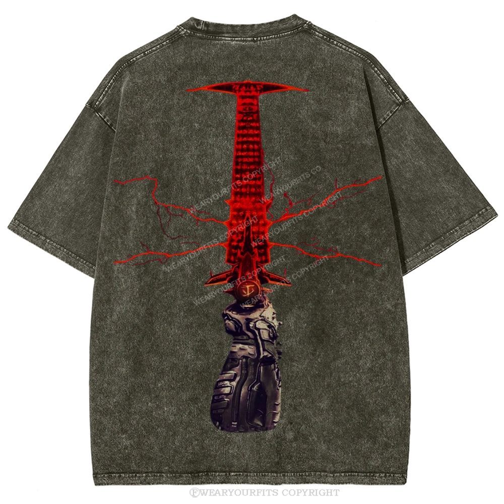 Doom Slayer’s Crucible Sword Unisex Washed Tee Wearyourfits