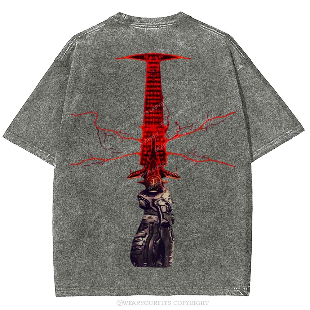Doom Slayer’s Crucible Sword Unisex Washed Tee Wearyourfits