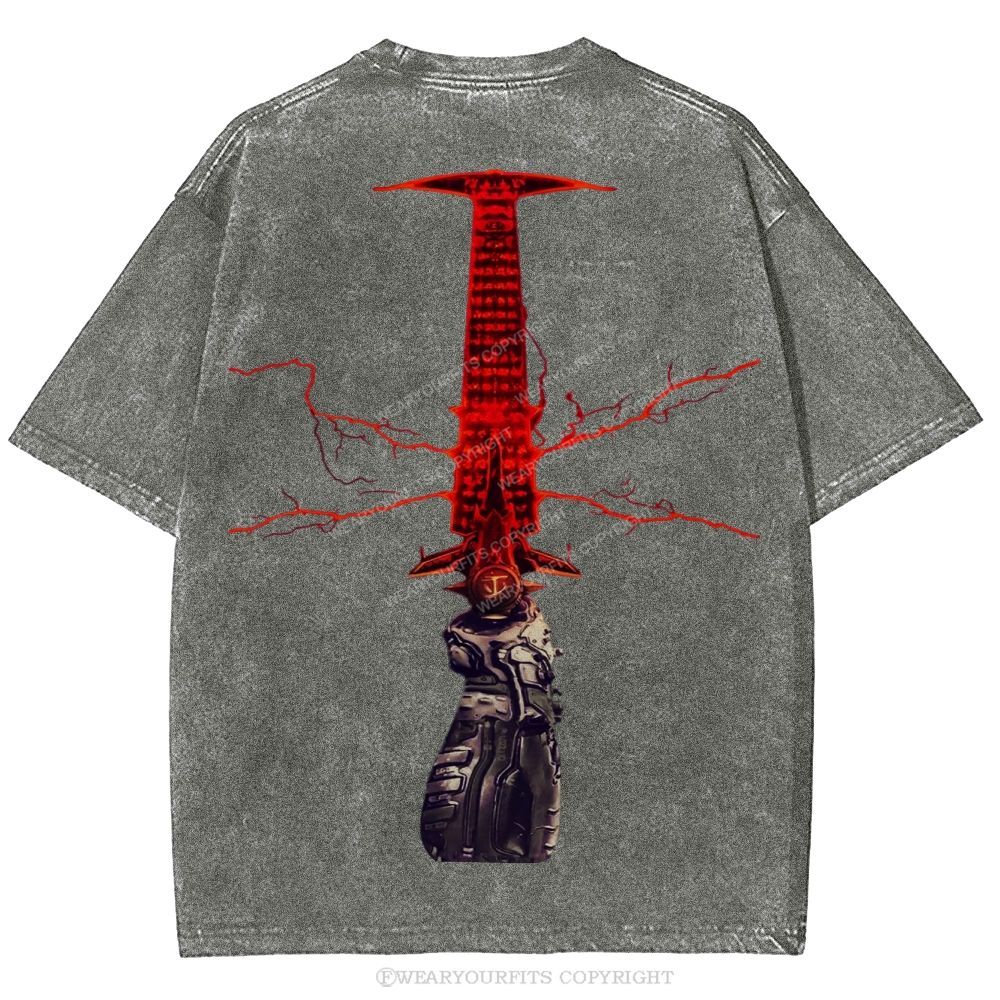 Doom Slayer’s Crucible Sword Unisex Washed Tee Wearyourfits