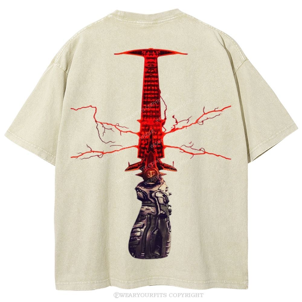 Doom Slayer’s Crucible Sword Unisex Washed Tee Wearyourfits