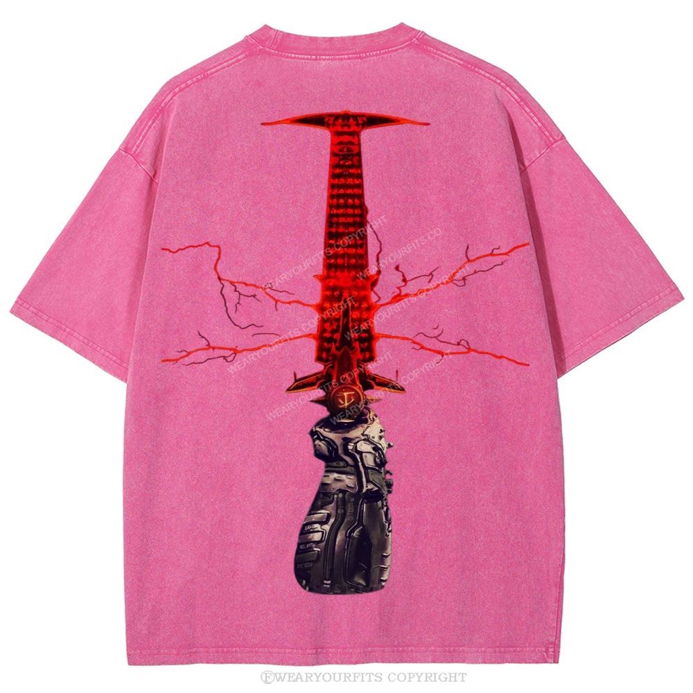 Doom Slayer’s Crucible Sword Unisex Washed Tee Wearyourfits