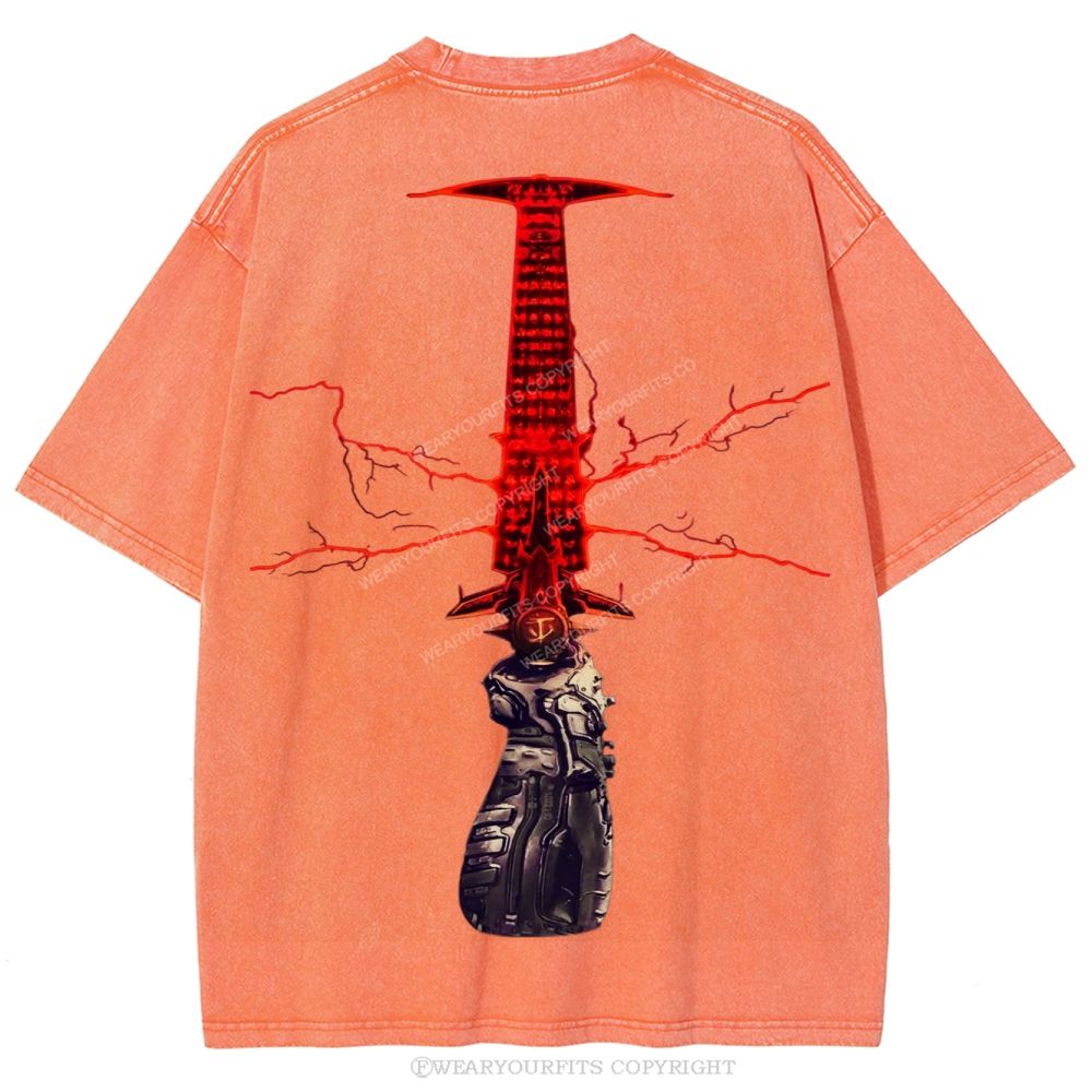 Doom Slayer’s Crucible Sword Unisex Washed Tee Wearyourfits