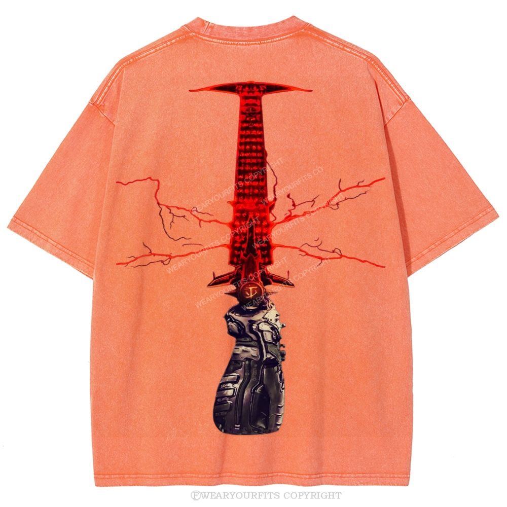 Doom Slayer’s Crucible Sword Unisex Washed Tee Wearyourfits