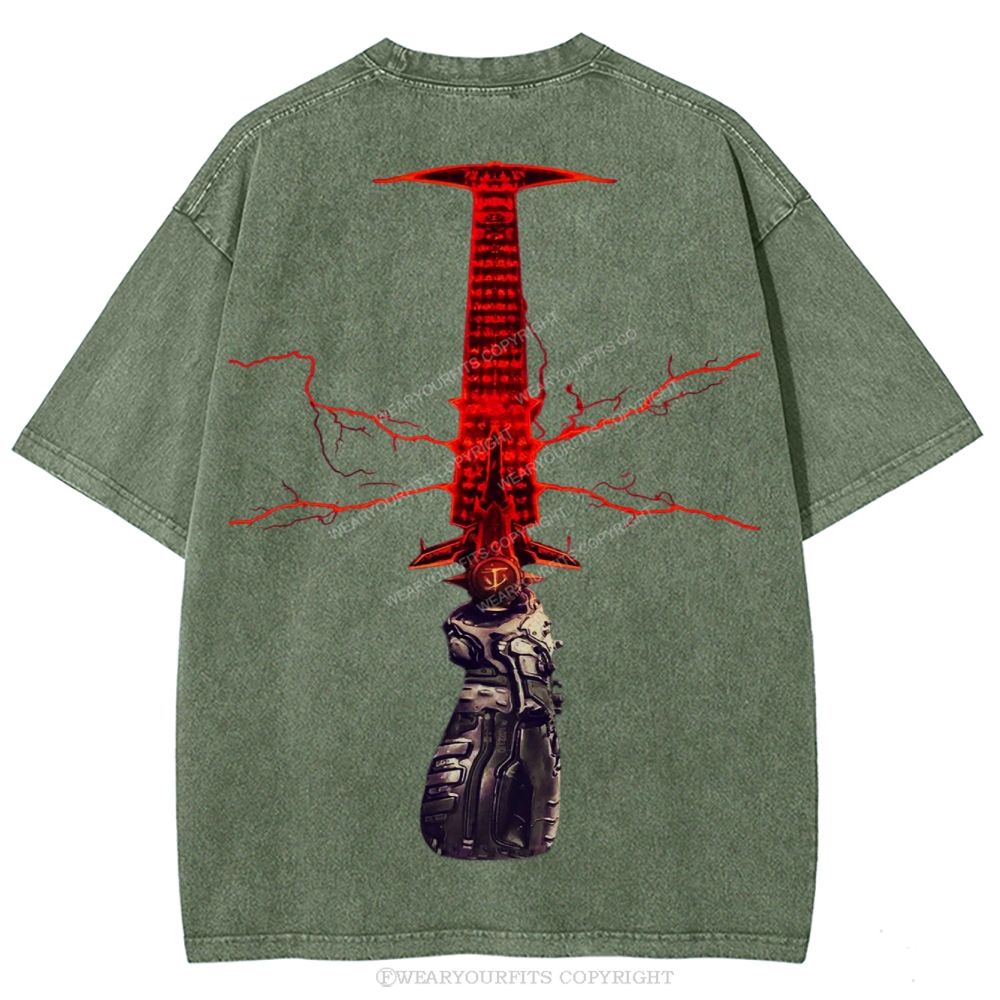 Doom Slayer’s Crucible Sword Unisex Washed Tee Wearyourfits