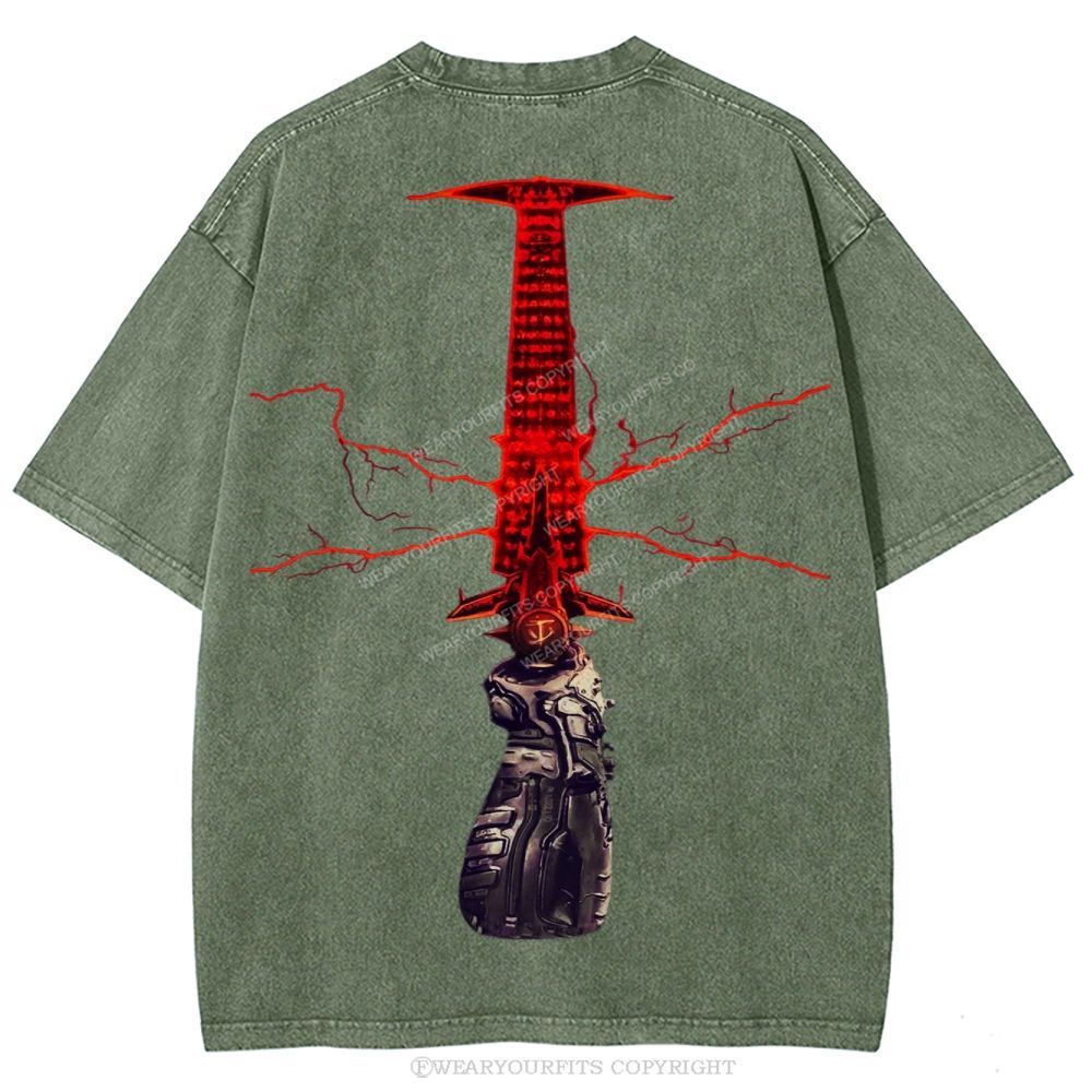 Doom Slayer’s Crucible Sword Unisex Washed Tee Wearyourfits