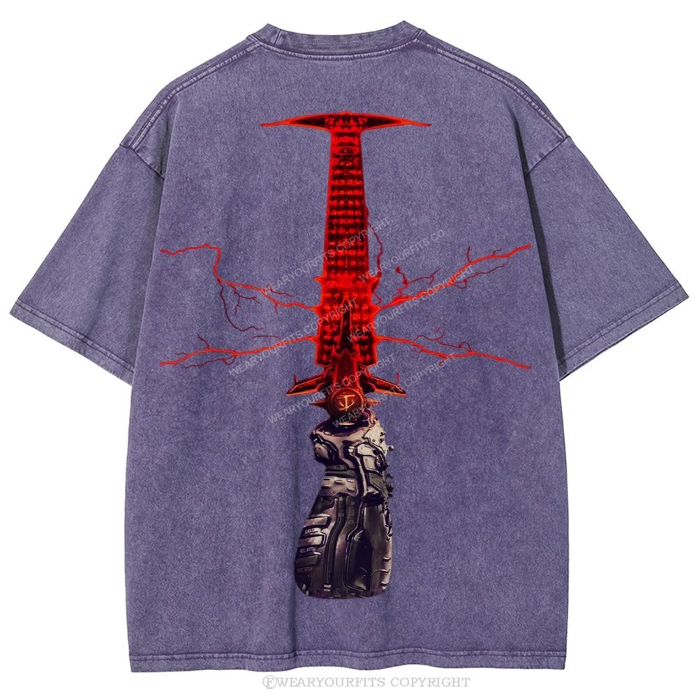 Doom Slayer’s Crucible Sword Unisex Washed Tee Wearyourfits