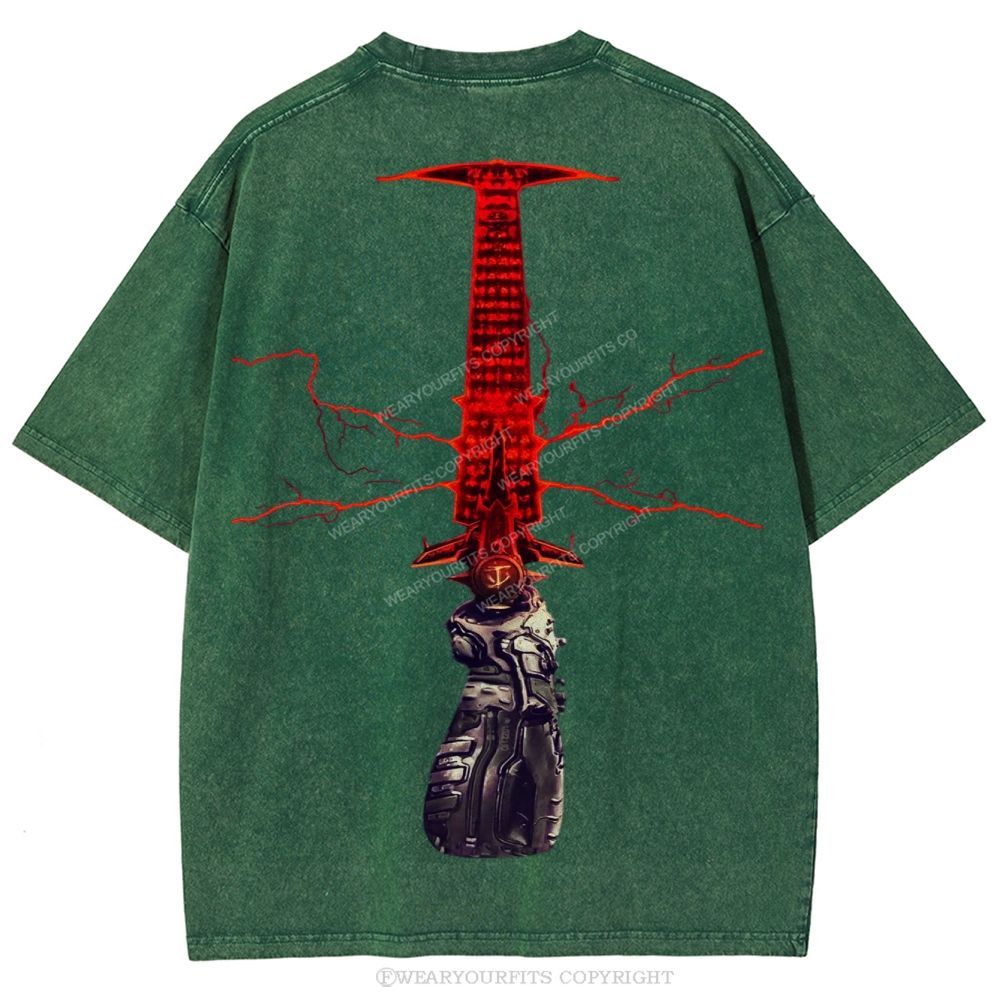 Doom Slayer’s Crucible Sword Unisex Washed Tee Wearyourfits