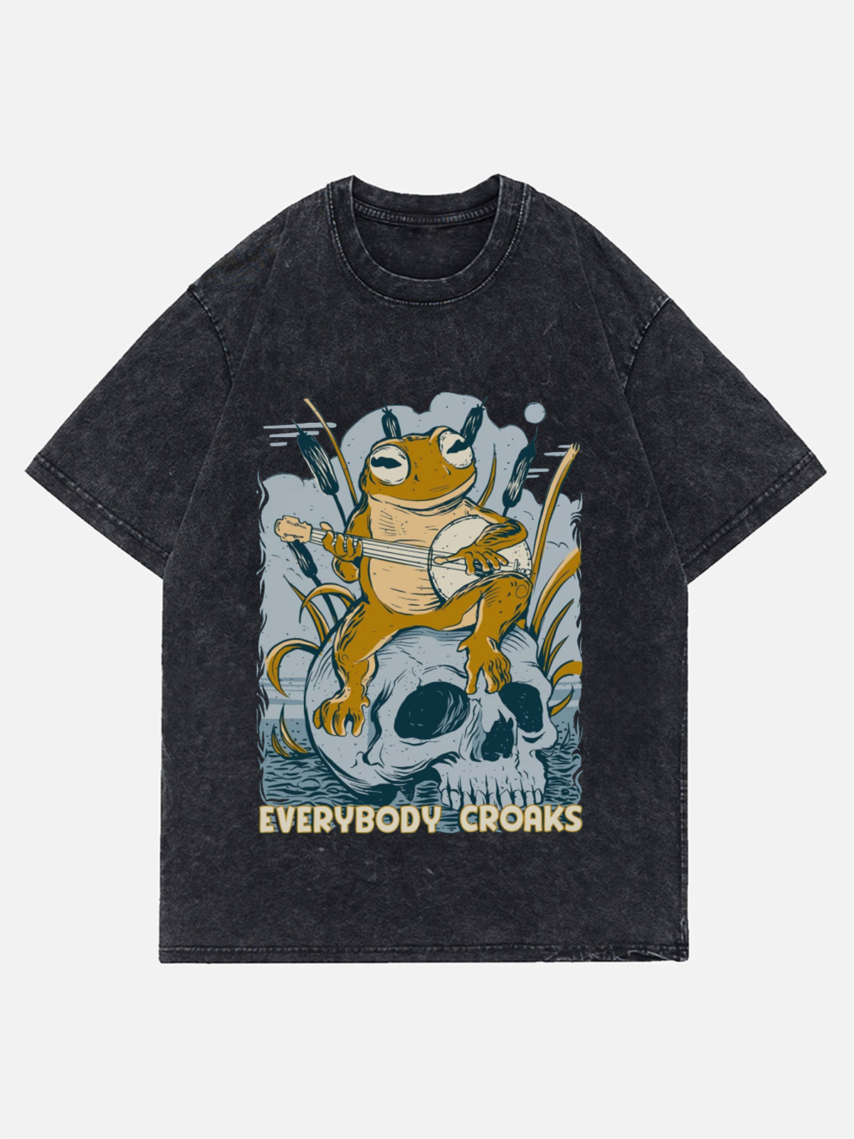 Fun Frogs Everyone Quacks Wash Denim T-Shirt