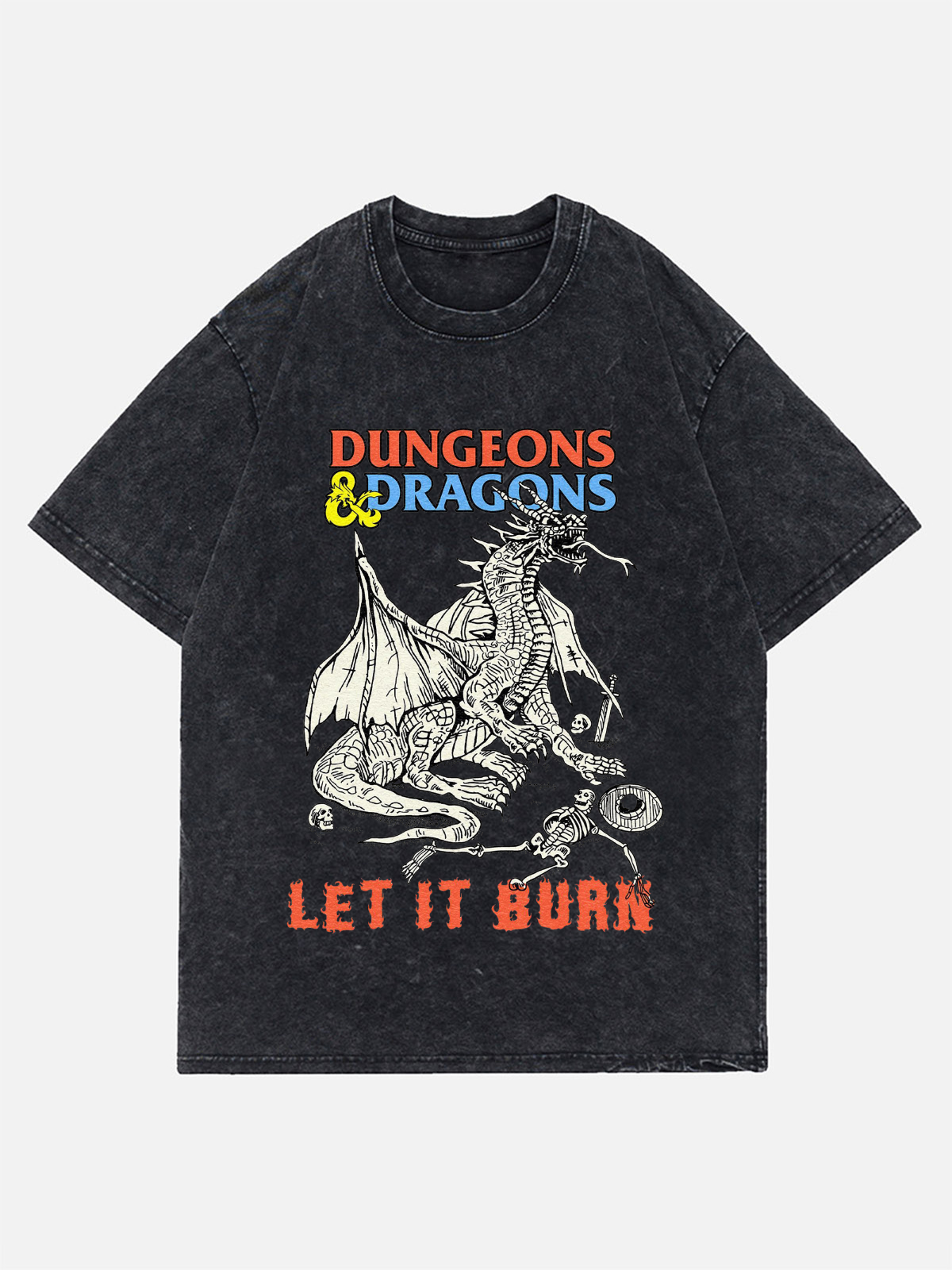 Dungeons and Dragons Let it burn Washed Denim T-shirt