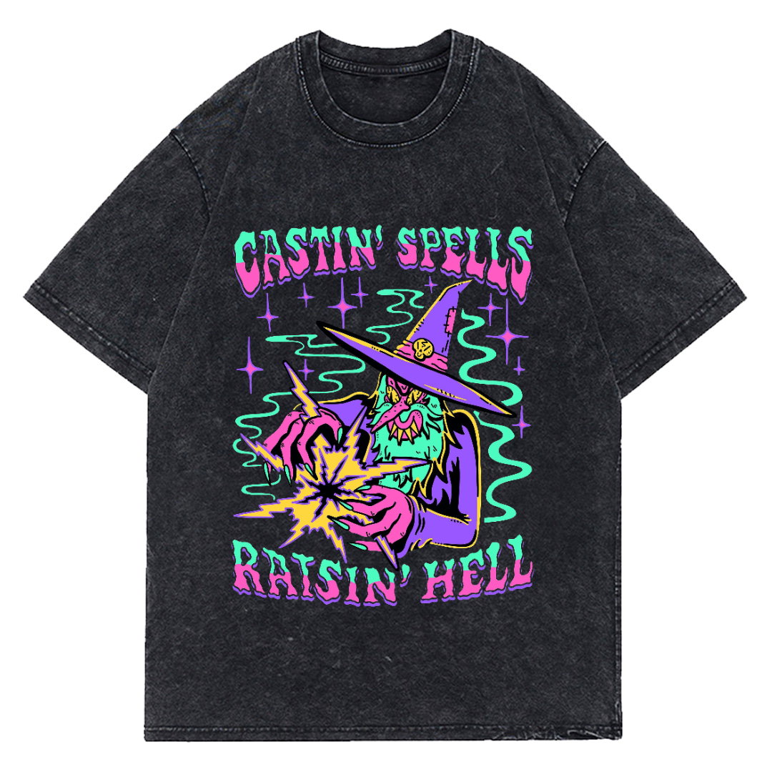 Castin Spells Raisin Hell Wash Denim T-Shirt