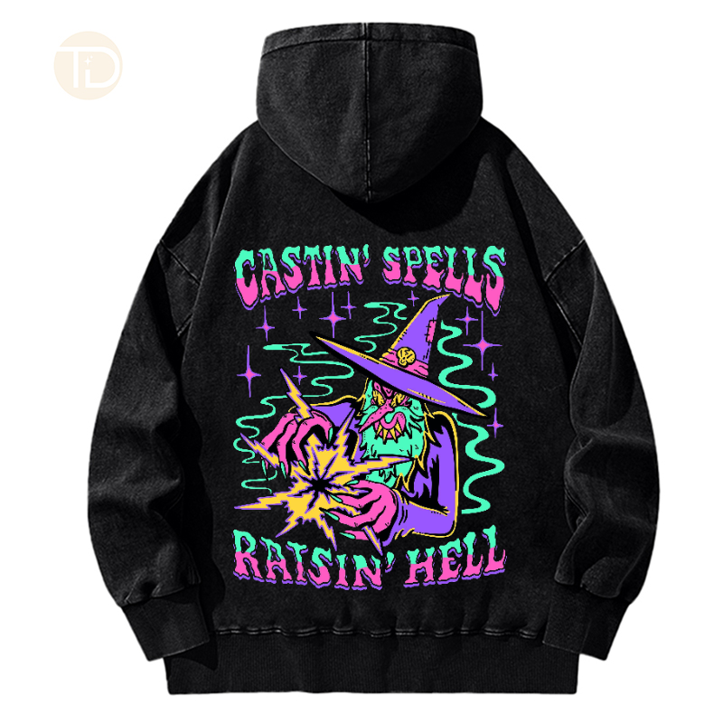 Castin spells raisin hell Unisex Print Casual Wash Hooded Sweatshirt
