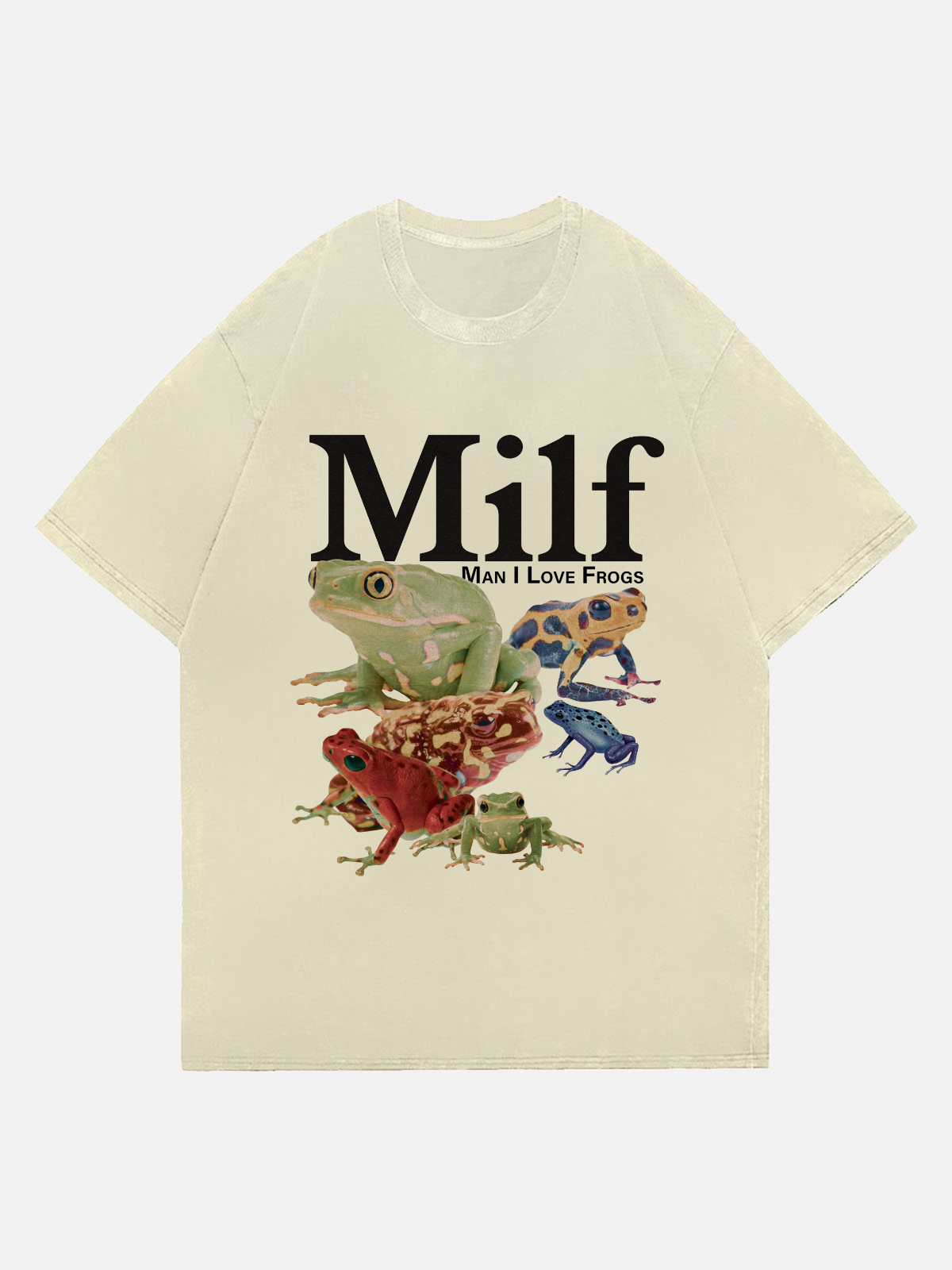 Milf Man I Love Frogs Wash Denim T-Shirt