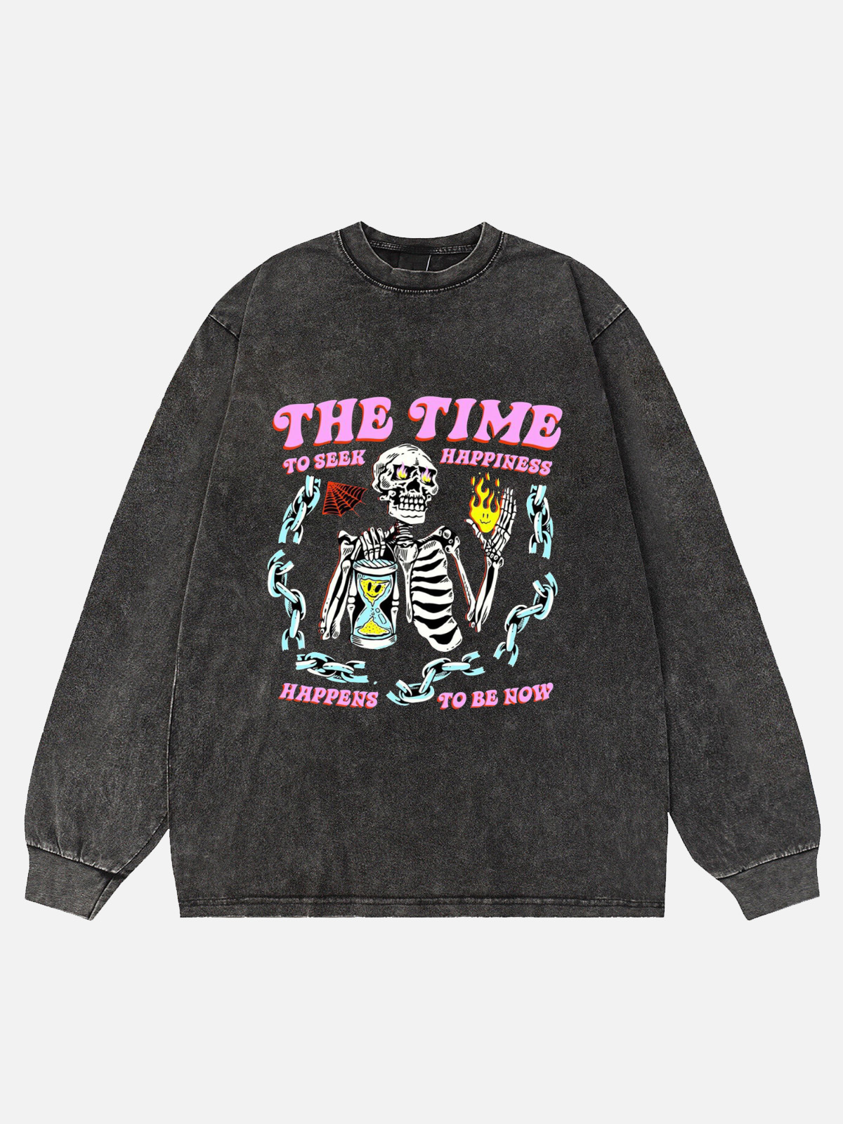 The Time Too Seek Happinesss Washed Long Sleeve T-Shirt