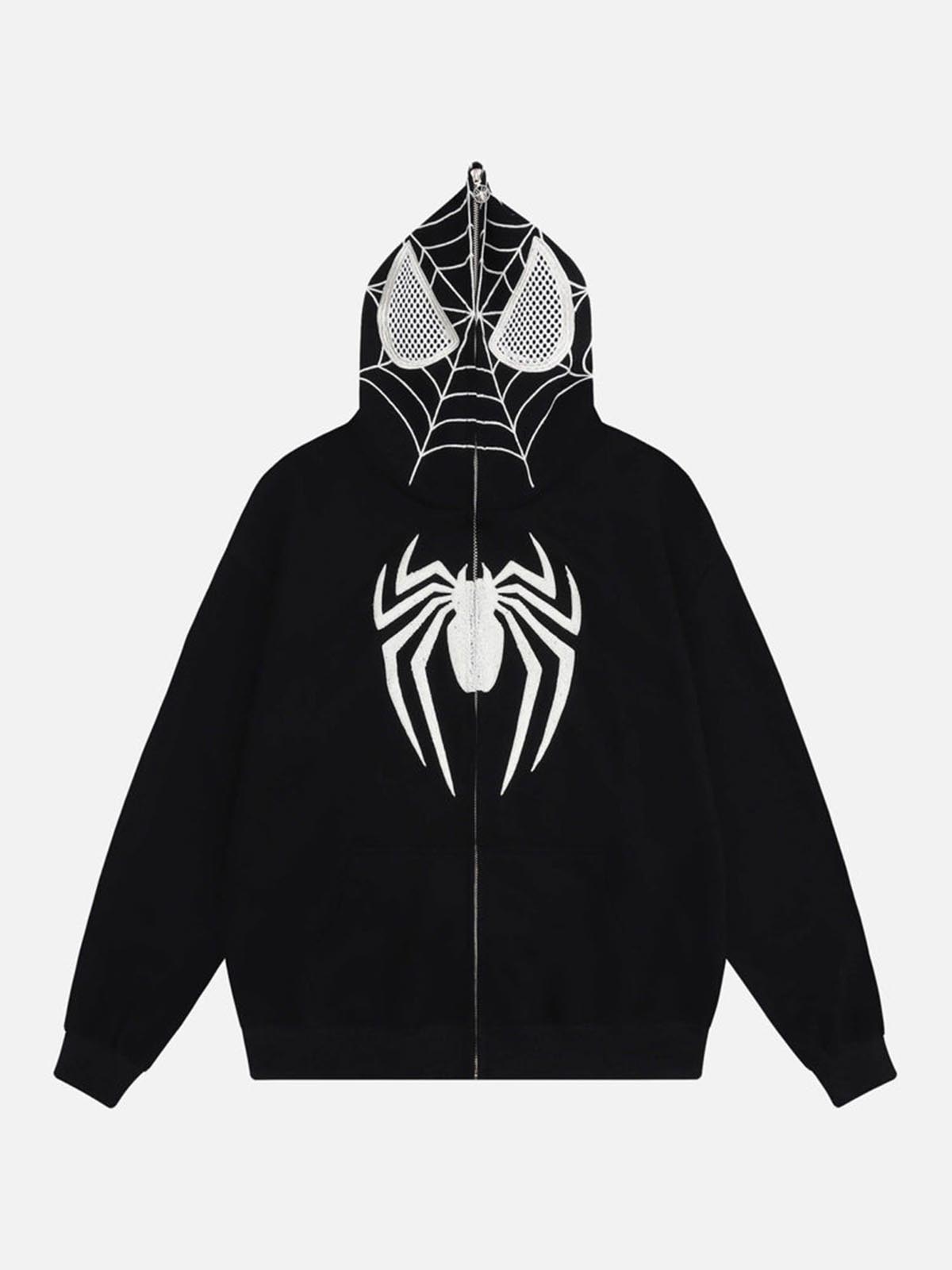 The Spider Web Embroidery Eye Viewable Hoodie