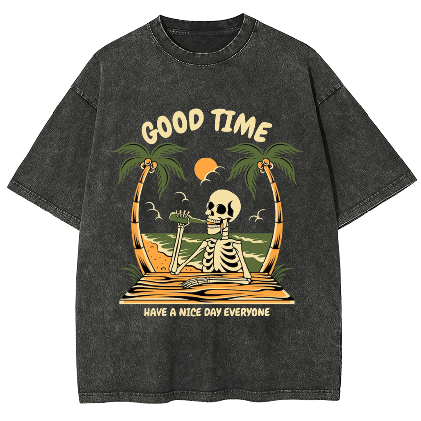 Good Time Have A Nice Day Everyone Vintage Snowflake Washed T-Shirt