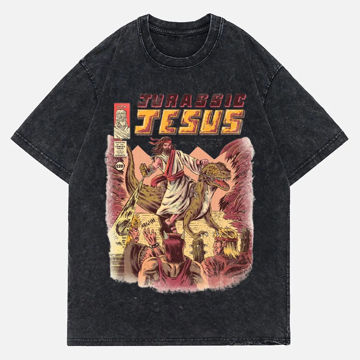 Jurassic Jesus Wash Denim T-Shirts 