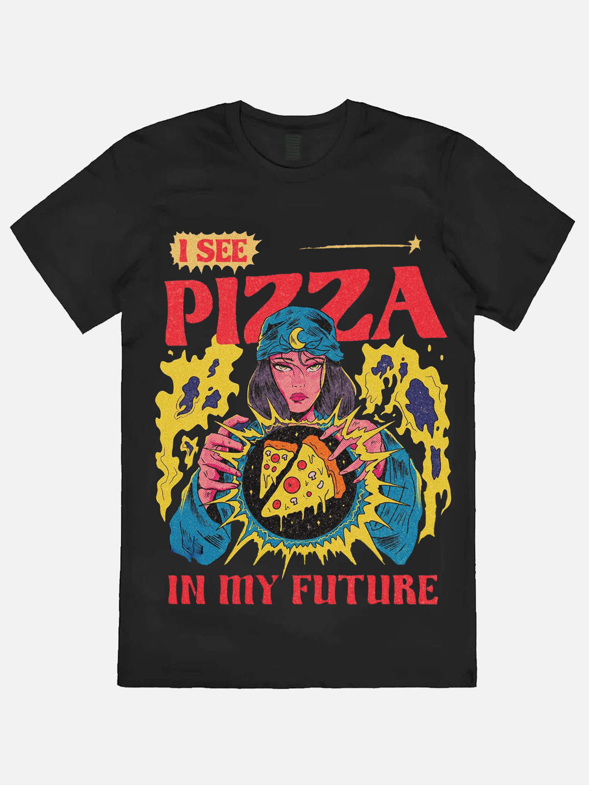 Pizza Magic Ball Casual Printed T-shirt