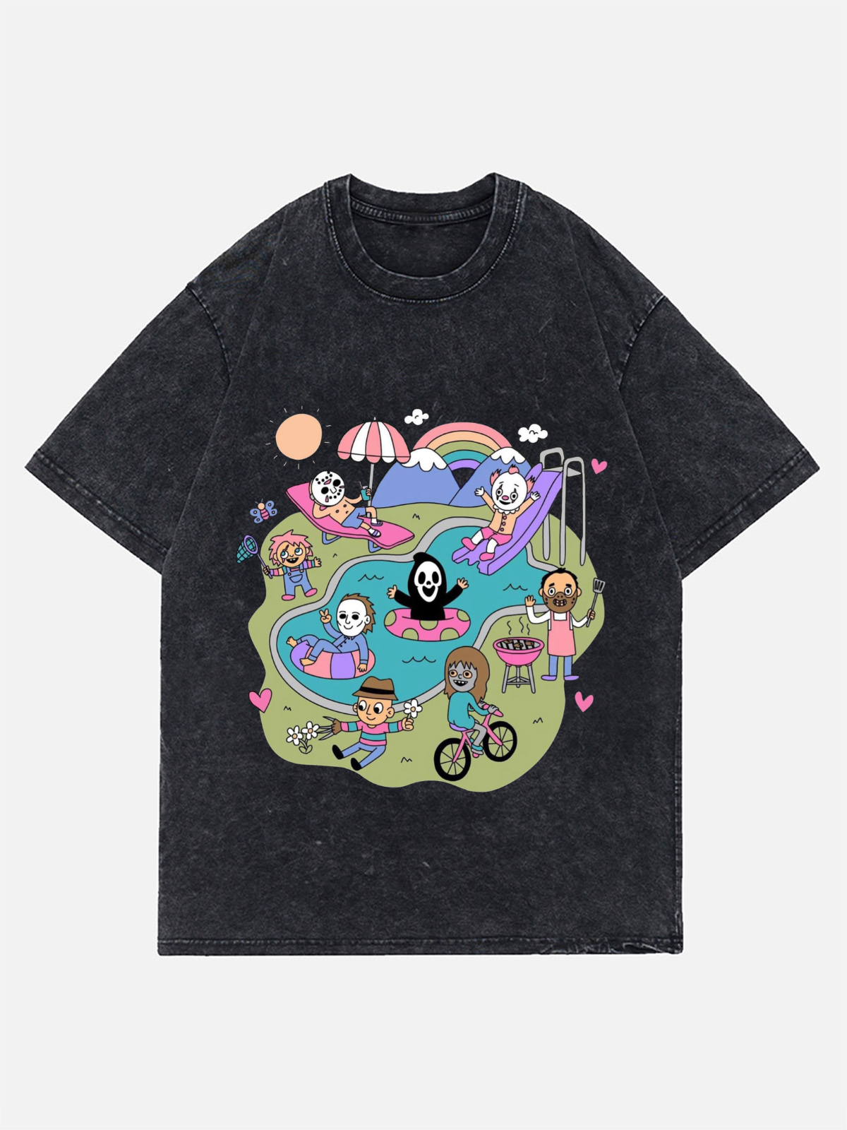 Cartoon Rockers Unisex Wash Denim T-Shirt