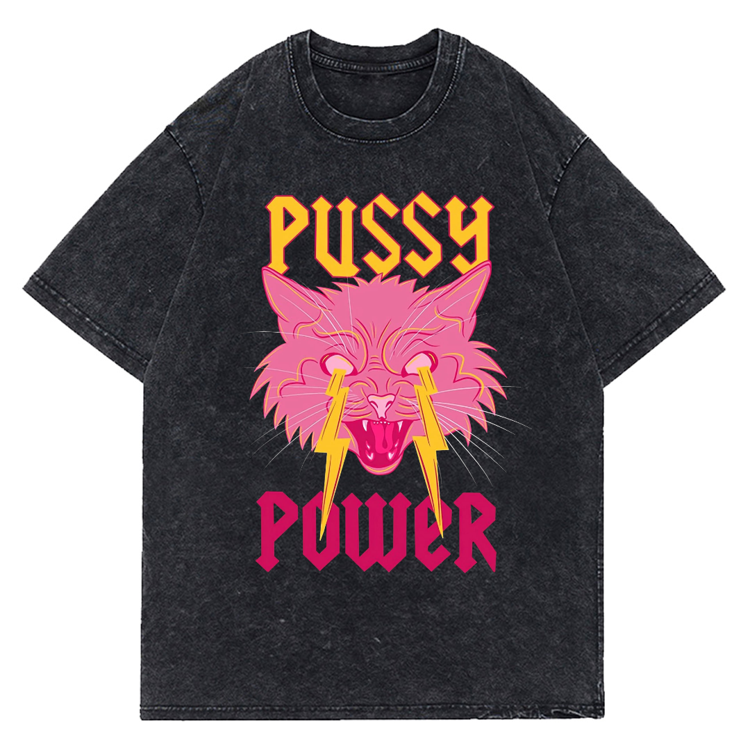 Pussy Power Unisex Vintage Wash Denim T-Shirts