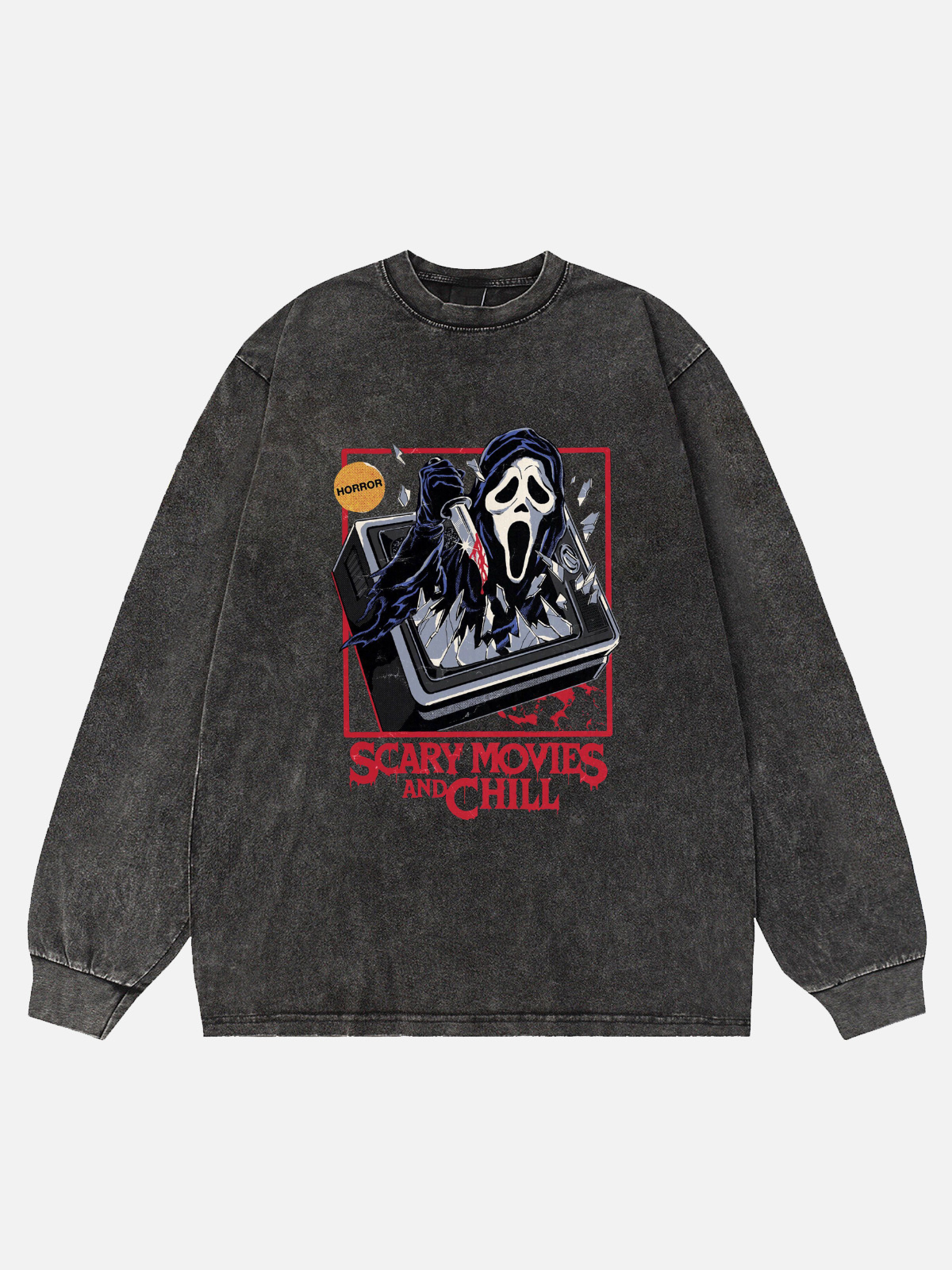 Scary Movies And Chill Washed Long Sleeve T-Shirt