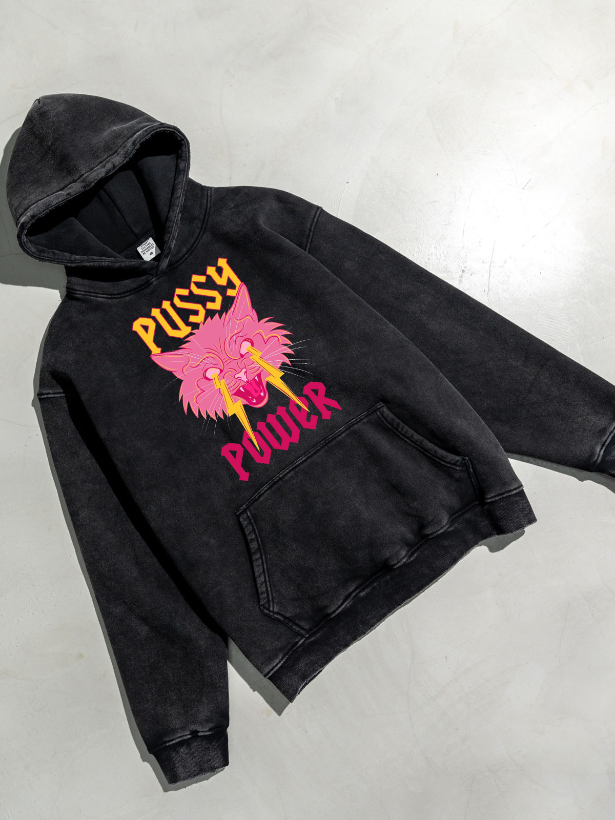 Pussy Power Unisex Printed Casual Washed Hoodie Sweatshirt