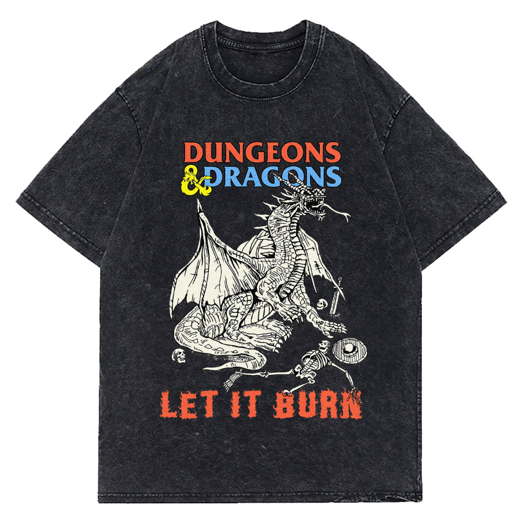 Dungeons & Dragons Let It Burn Washed Denim T-shirt
