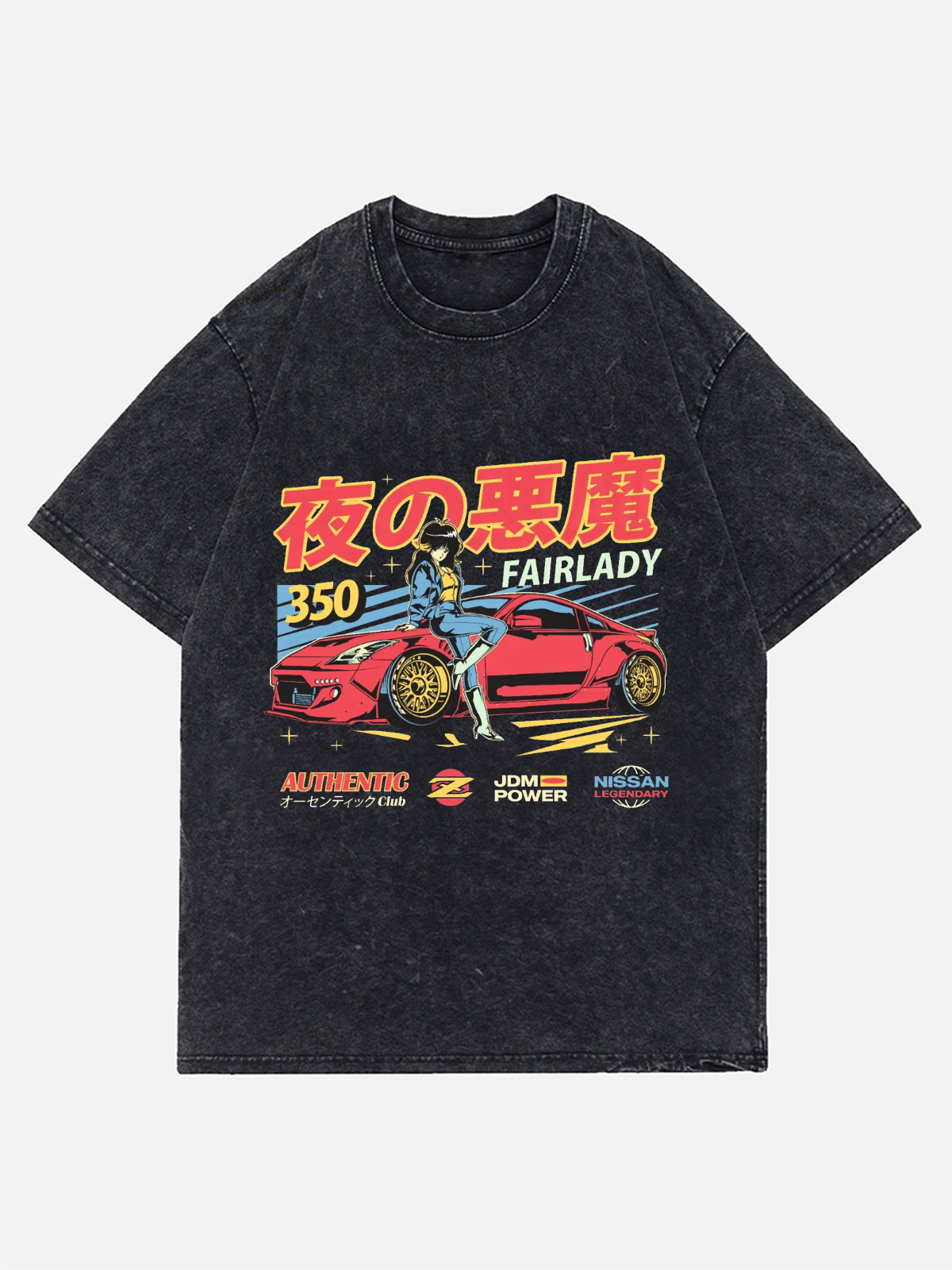 Fairlady Vintage Anime Washed Denim T-shirt