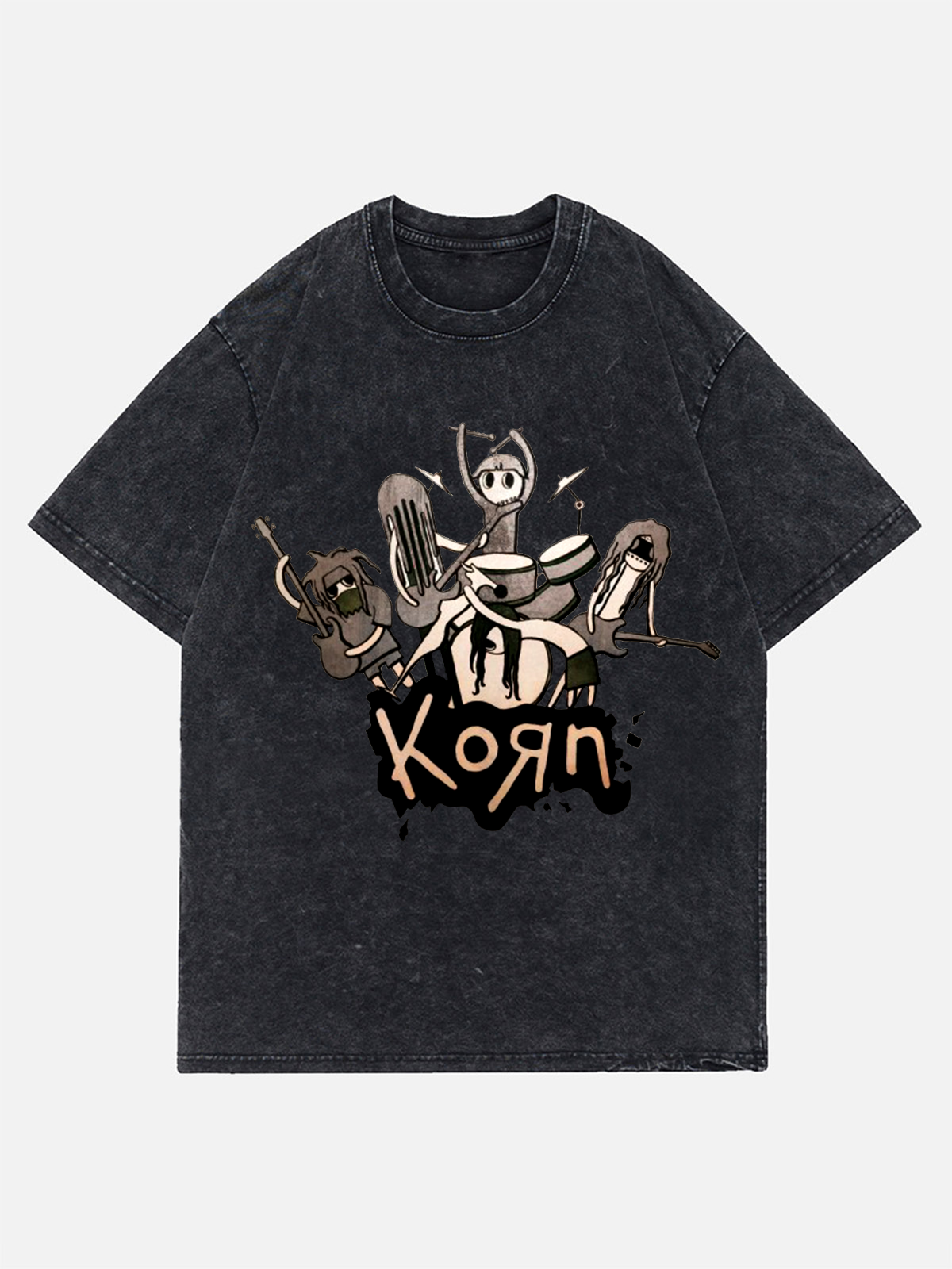 Korn Wash Denim T-Shirt