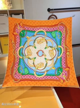 L style Twill Silk Square Scarf