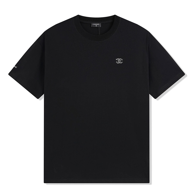 Chanel Silver Metal Soft Thread Embroidered Short Sleeve T-shirt